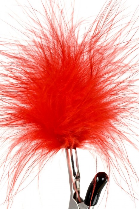 Зажимы для сосков с красным пухом Theatre - ToyFa - купить с доставкой в Уссурийске