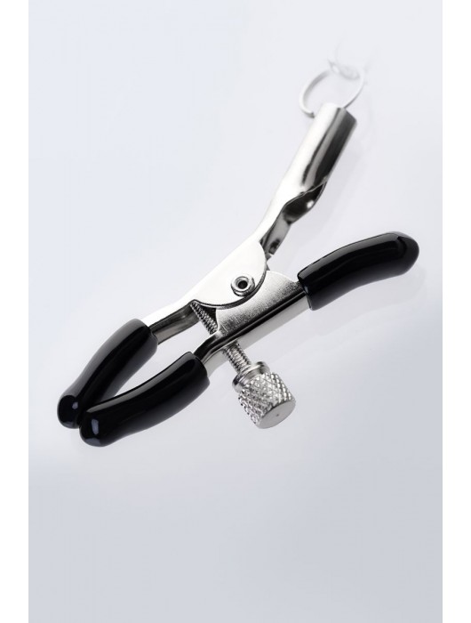 Серебристо-чёрные зажимы для сосков с кольцом для пениса TOYFA Metal - ToyFa - купить с доставкой в Уссурийске